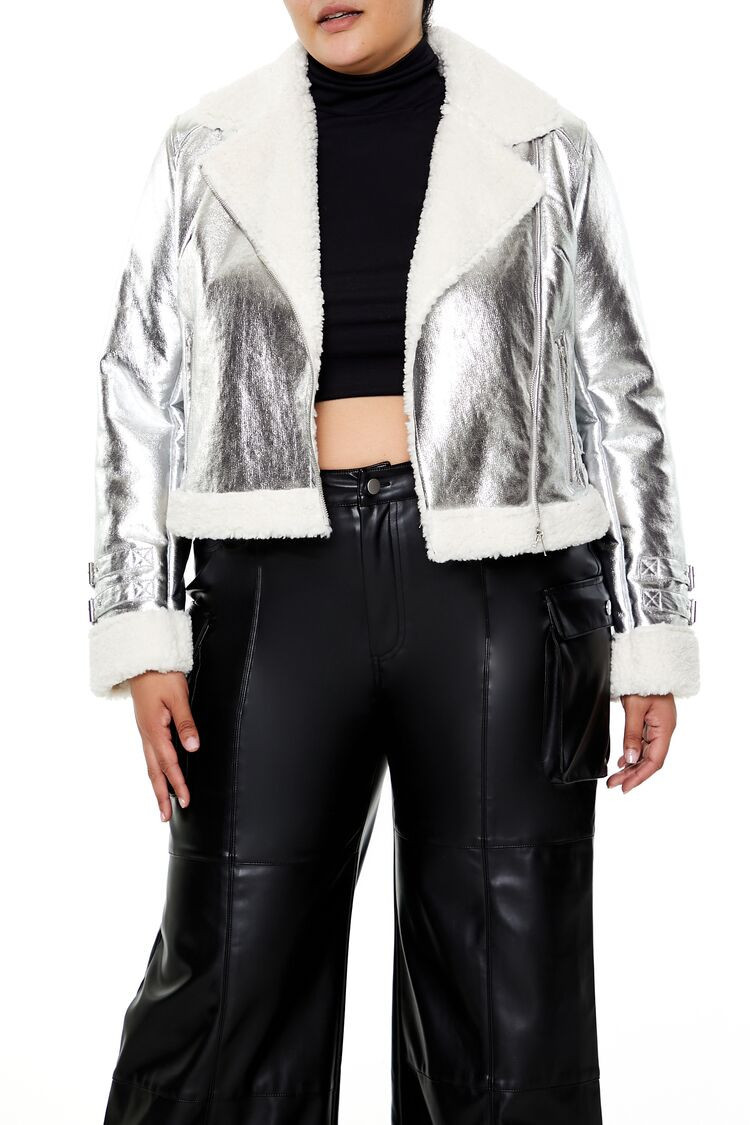 Plus Size Metallic Moto Jacket | Forever 21