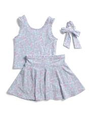 Big Girls 2pc Lettuce Edge Tank Top And Skort Set With Scrunchie | TJ Maxx