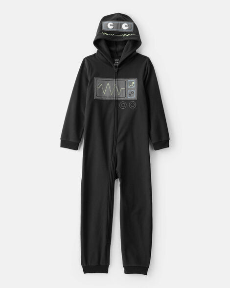 Boys Robot Fleece Hooded Zip-Up 1-Piece Pajama Jumpsuit - Black | Carter's Inc