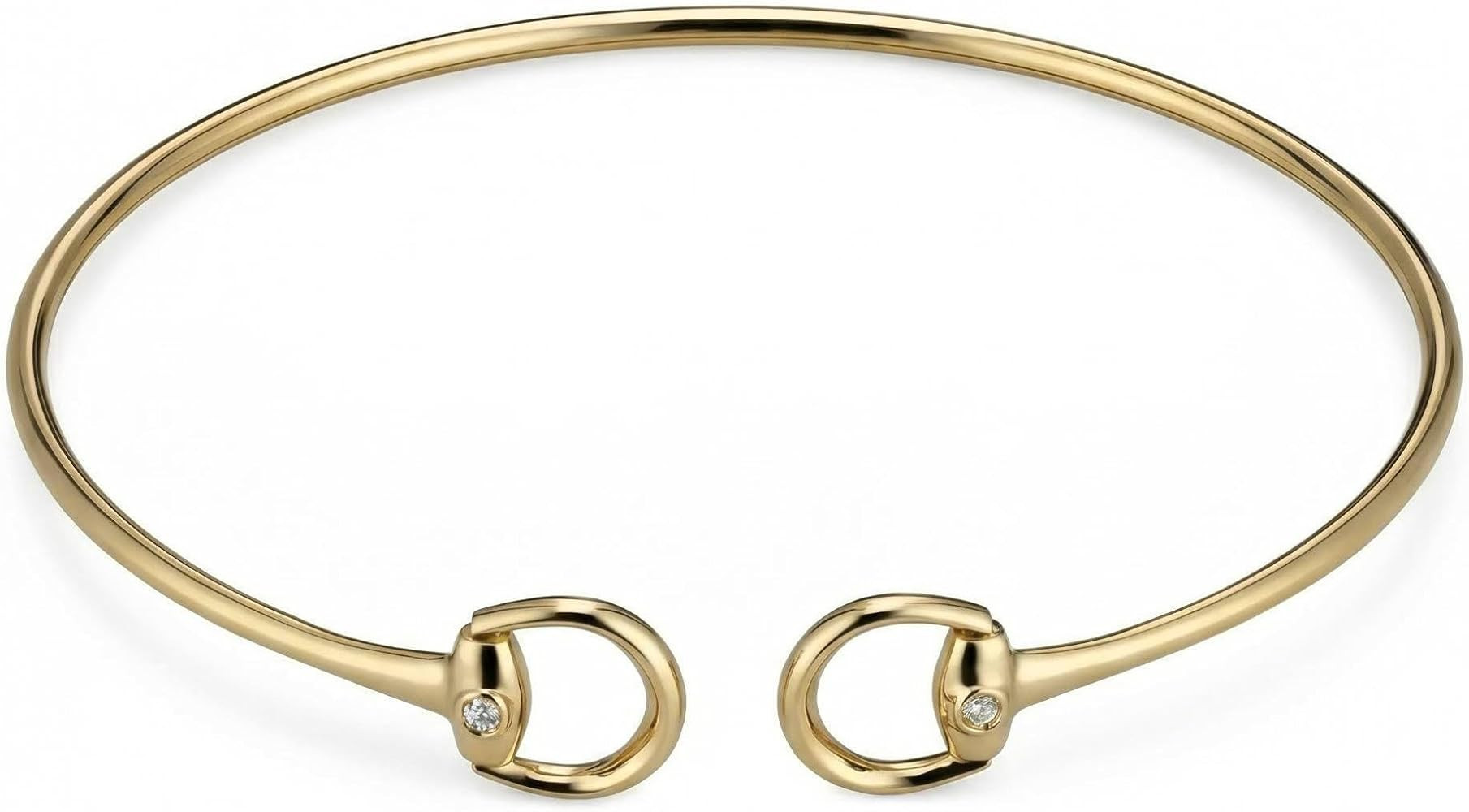 Gold Cuff Bracelet with Diamond Accents, Open Bangle Design | Amazon (US)