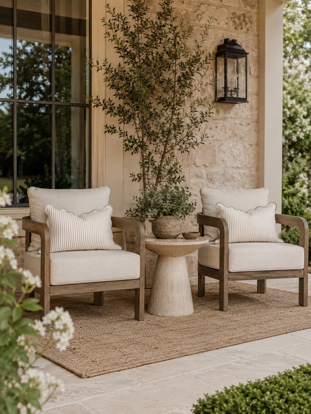 Amazon Patio Chair Set Under $270

Follow @farmtotablecreations on Instagram for more home décor, outdoor living, and entertaining inspiration.

These patio chairs are a steal at just $269 for the set of two. The warm wood frame, plush neutral cushions, and designer-inspired silhouette look far more expensive than their price tag. Paired with the sculptural side table and scalloped pillows, they instantly create a cozy, high-end porch sitting area.

Perfect for morning coffee, catching up with a friend, or simply enjoying a quiet evening outdoors. The timeless design works beautifully with farmhouse, transitional, and modern organic homes.

#patiochairs #outdoorfurniture #frontporchdecor #sidetable #throwpillows #juterug #outdoorliving #amazonhome #amazonfinds #porchdecor

#LTKHome #LTKSaleAlert #LTKSeasonal