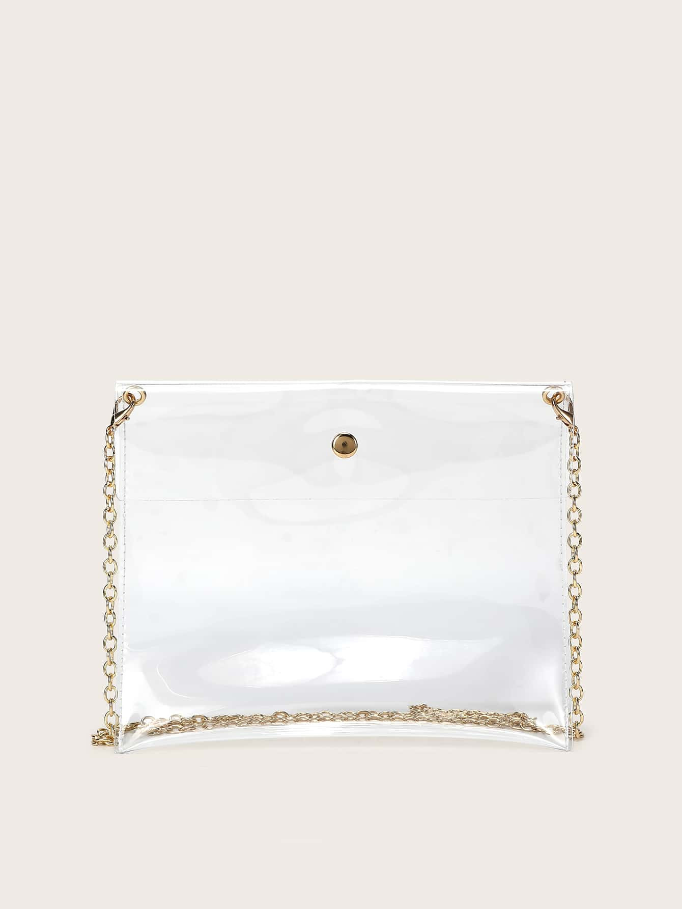 Clear Flap Chain Crossbody Bag | SHEIN