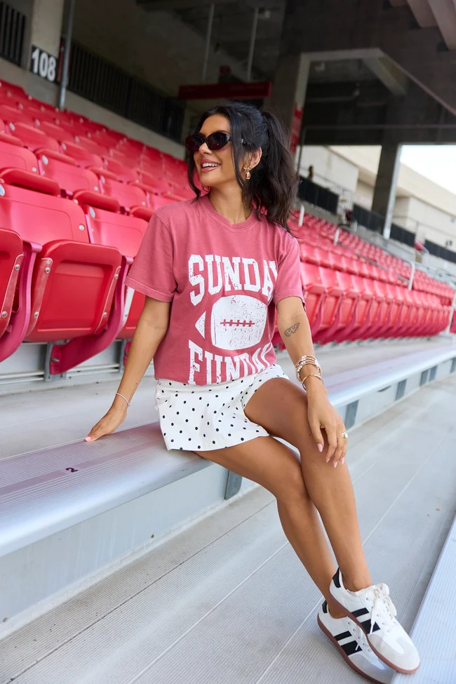 Sunday Funday Crimson Graphic Tee | Pink Lily