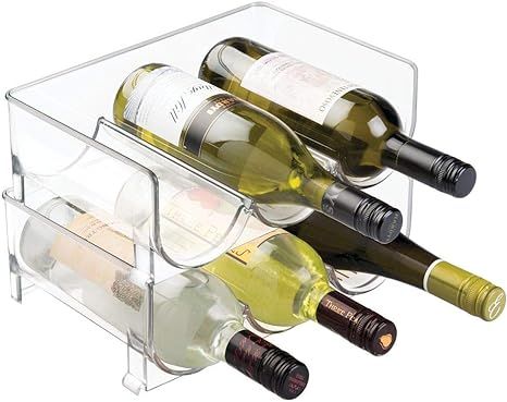 mDesign Modern Plastic Stackable Vertical Standing Wine Bottle Holder Stand - Storage Organizer f... | Amazon (US)