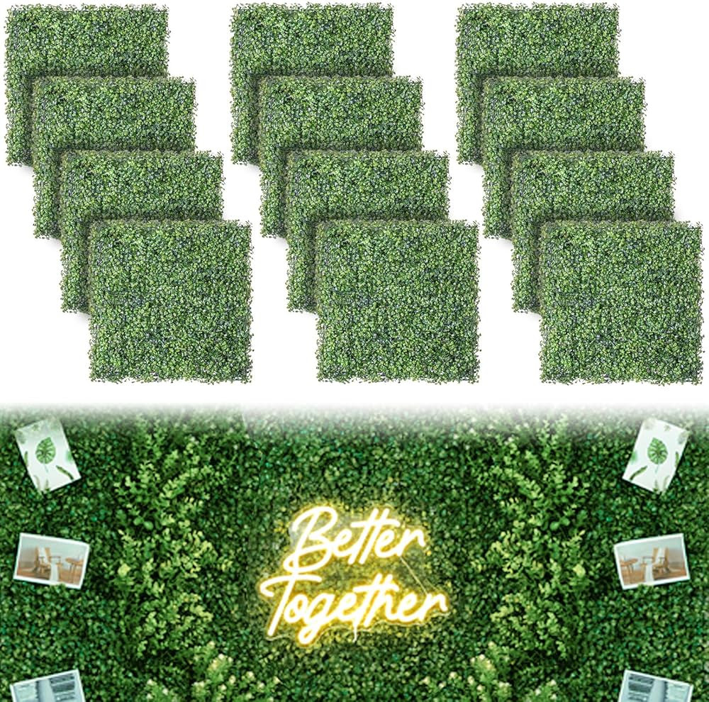 Luyue 12PCS 20”×20” (Equal to 48PCS of 10”X10”) Boxwood Panels, Artificial Grass Wall Pa... | Amazon (US)