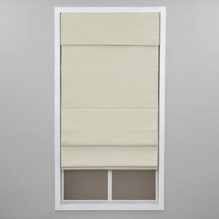 Ivory Cordless Blackout Energy-Efficient Cotton Roman Shade 50 in. W x 72 in. L | The Home Depot