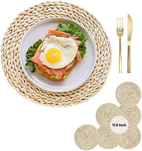 Rattan Chargers for Dinner Plates - Large Plate Chargers Set of 6 - 11'8" Round Farmhouse Rattan ... | Amazon (US)