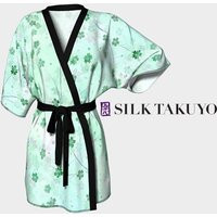 Japanese Kimono Robe Short, Pastel Green Cherry Blossom | Etsy (US)