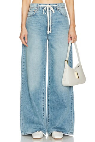 GRLFRND x Maggie MacDonald Lucia Drawstring Baggy Wide Leg in Memphis Blue from Revolve.com | Revolve Clothing (Global)