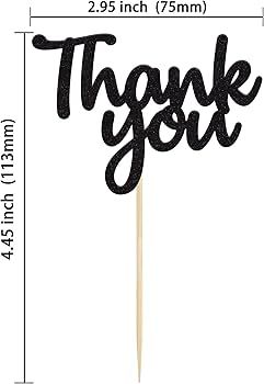Gyufise 36 Pack Thank You Cupcake Toppers Black Glitter Thanksgiving Cupcake Picks Decorations fo... | Amazon (US)