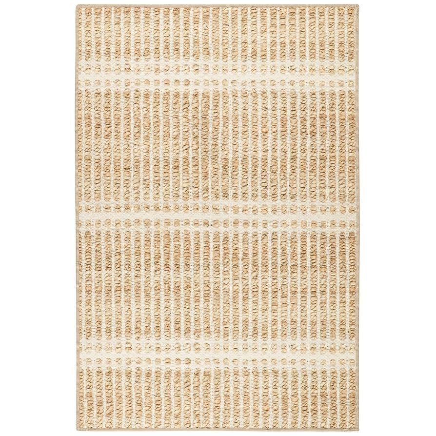 Dash and Albert Arbor Machine Washable Area Rug - 2' x 3' Neutral Stripe Washable Accent Rug Stai... | Amazon (US)
