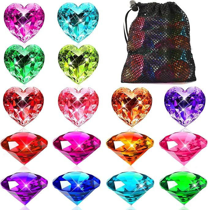 MARFOREVER Big Pool Toys Dive Gems, 16Pcs Lagre Pool Gems Acrylic Diamond Diving Jewels Pirate Tr... | Amazon (US)