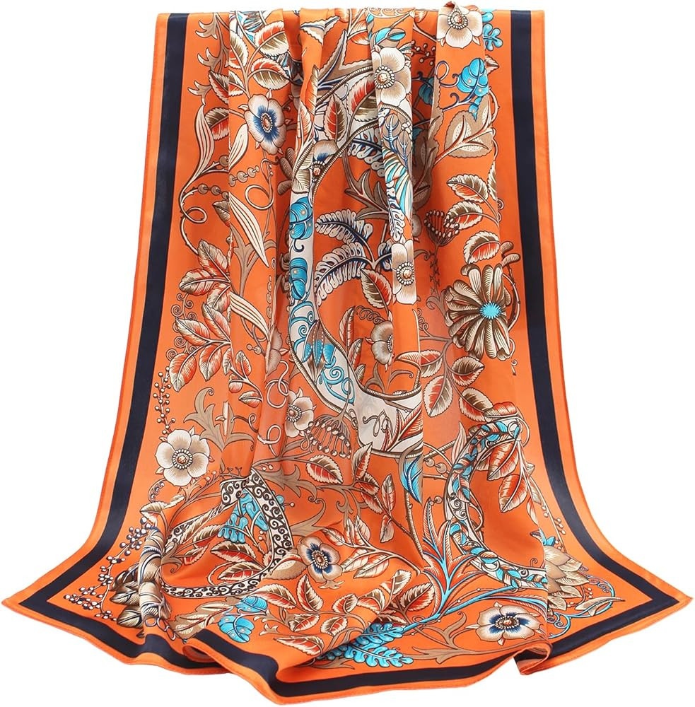 ANDANTINO 100% Pure Mulberry Silk Scarf 35" Large Square Lightweight Headscarf –Women’s Hair ... | Amazon (US)