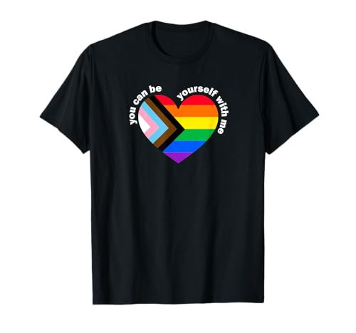 Proud LGBTQ Ally Rainbow Equality Heart Flag Be Yourself T-Shirt | Amazon (US)
