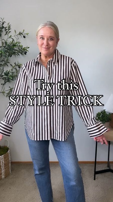 Try this style trick!! 

My jeans are men’s I sized up 3 sizes! 

#LTKstyletip #LTKover40 #LTKSeasonal