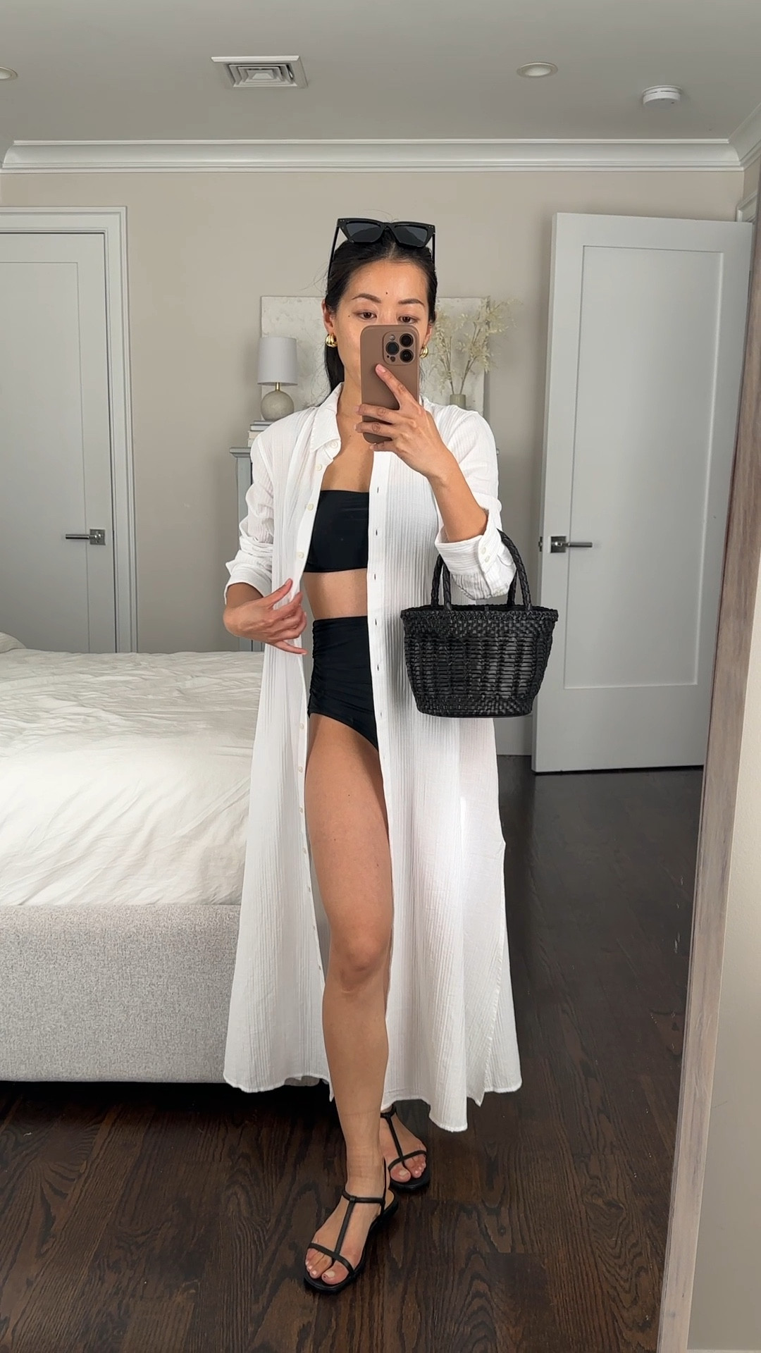 Summer pool & beach finds

• cotton long swim cover up wearing size xxs . Code SUMMER

on major sale ! In 4 colors. This style is loose fit, on the bigger side and straighter cut (doesn’t nip in at the waist )

I’ve been wearing this cover up open with swimsuits , and also belted to give it a little waist definition when wearing as a resort maxi dress 

• jcrew high rise swimsuit bottom xxs , the ruching is very tummy friendly and my most comfy and forgiving  bikini bottom with good back coverage too

• bikini top Xs with detachable straps and light removable padding 

• jcrew wicker bag 

• Madewell sandals - really love the sleek and minimalist look. Runs narrow at the front toe strap but still comfy when I wore them. Im usually between 5 and 5.5 and a 5.5 fits me best, so if you have wider feet may need to size up. 

 vacation resort outfit 

#LTKswim #LTKfindsunder50 #LTKtravel