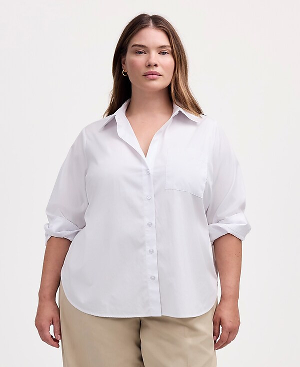 Plus Easy Y-Neck Button-Up Shirt | Madewell | Madewell
