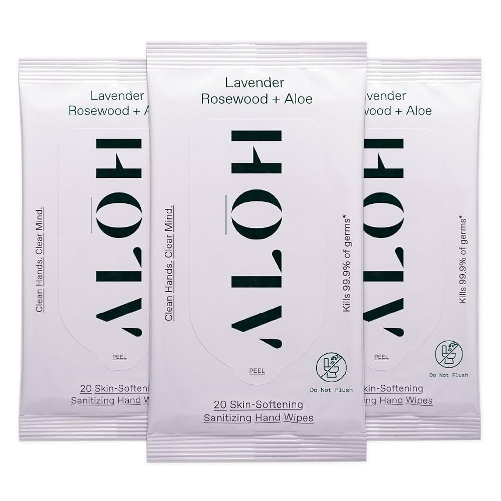 ALŌH Lavender Rosewood + Aloe Sanitizing Hand Wipes - Clean Hands, Clear Minds - On The Go Sanit... | Amazon (US)