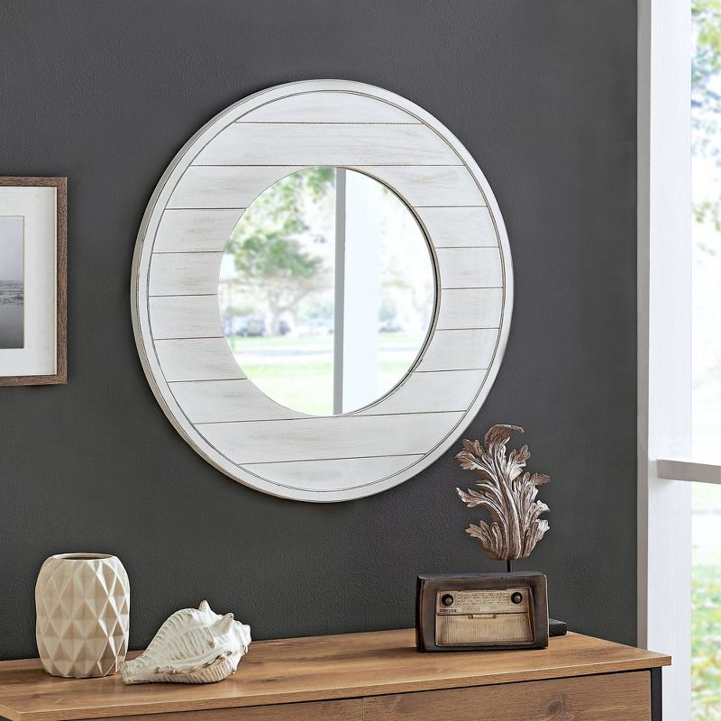 27" x 0.5" x 27" Ellison Farmhouse Shiplap Mirror Aged White - FirsTime & Co. | Target