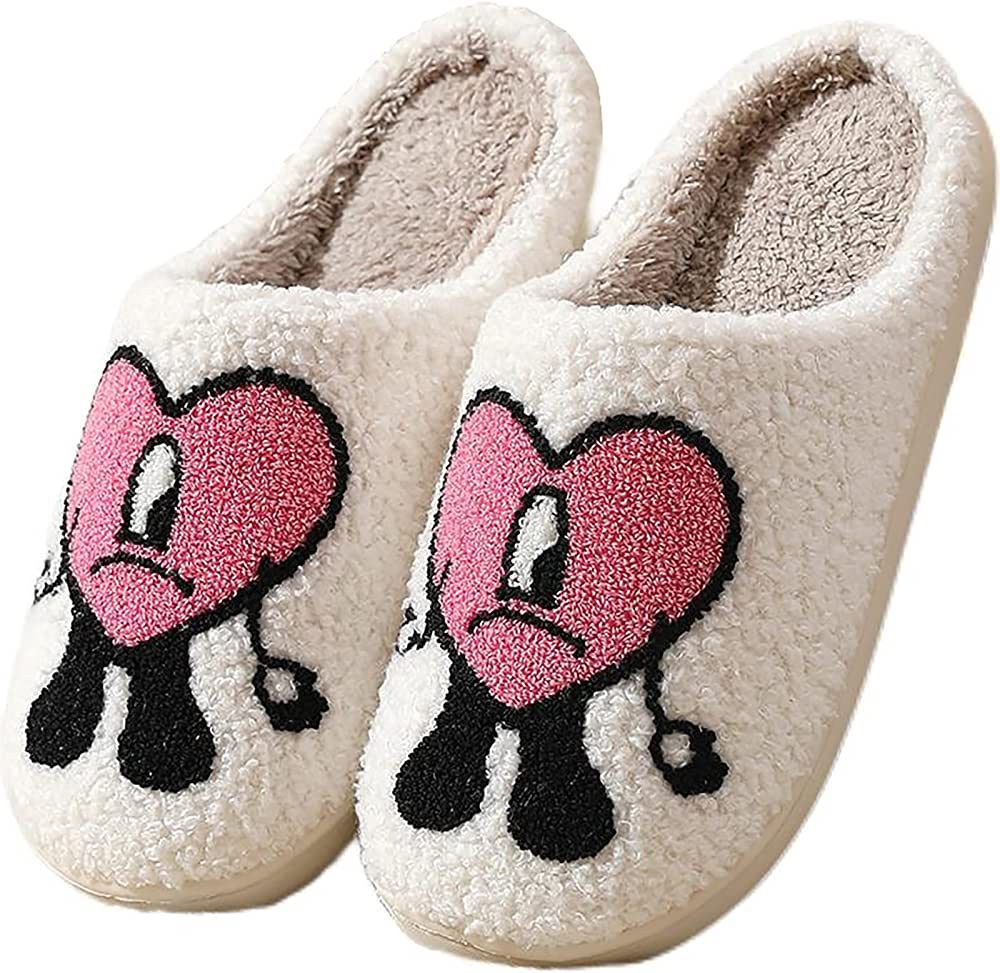 Bad Cute Bunny Slippers for Women Men Retro Memory Foam Cute Cartoon Plush Fluffy Warm Fur Lined sli | Amazon (US)