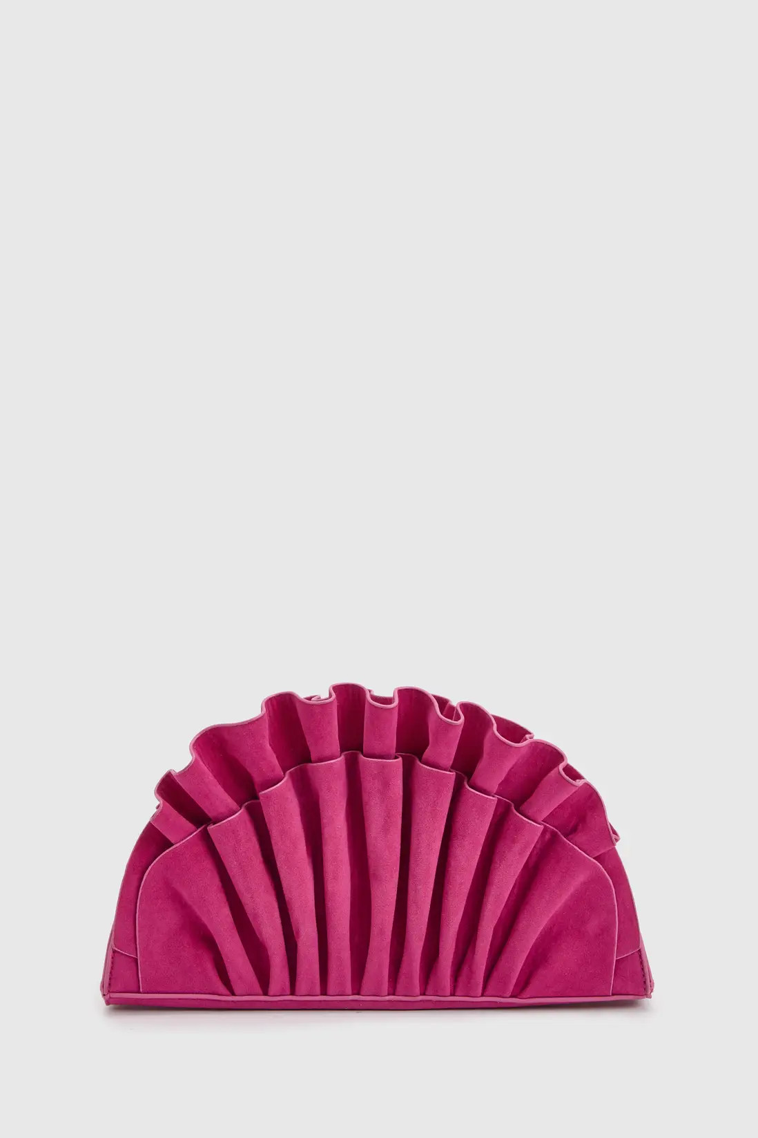 Pink Coast Melody Faux Suede Ruffle Clutch Bag | PrettyLittleThing USA | PrettyLittleThing US