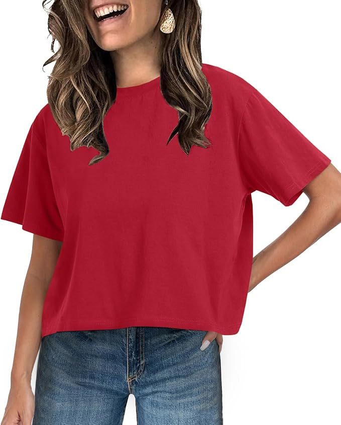 UNCLECAT Women's Short Sleeve Crop Tops 2026 Summer Basic Cropped T Shirts Workout Casual Crew Ne... | Amazon (US)