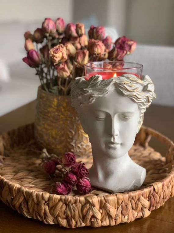 Greek Goddess Female Statue Head Concrete Flower Planter For Home and Garden Decoration Roman Ven... | Etsy (US)