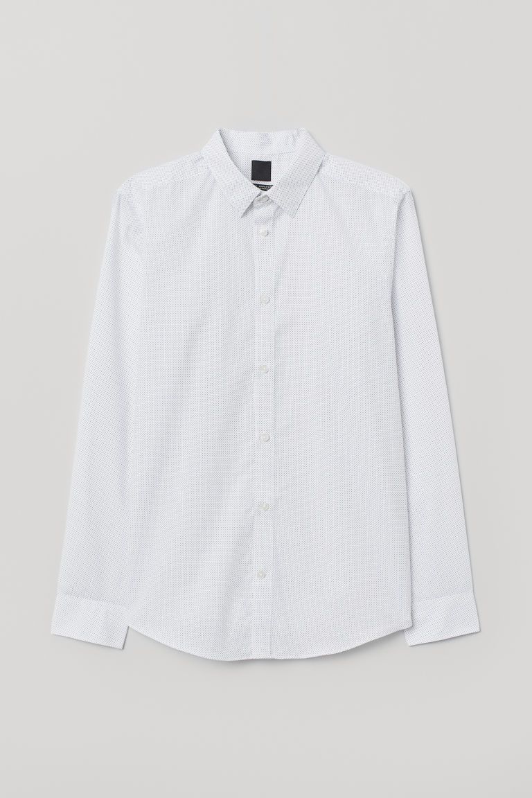 H & M - Slim Fit Easy-iron Shirt - White | H&M (US)