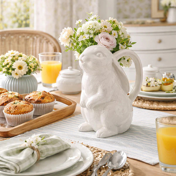 White Bunny Pitcher Vase | Easter Table Decor - Decor Steals | Decor Steals