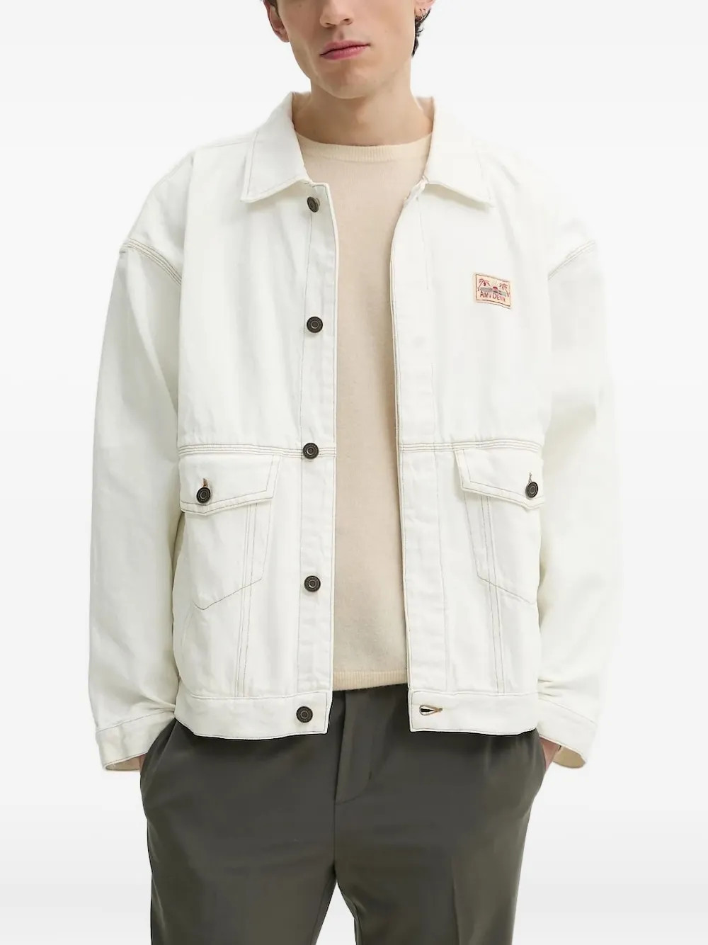 American Vintage patch-pocket denim jacket - White | Farfetch Global