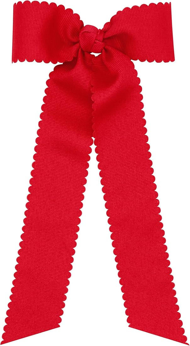 Girl's Grosgrain Bowtie with Streamer Tails and Scalloped Edge | Amazon (US)