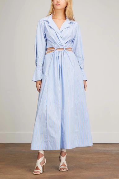 Alex Cut-Out Shirt Dress in Classic Blue Stripe | Hampden Clothing