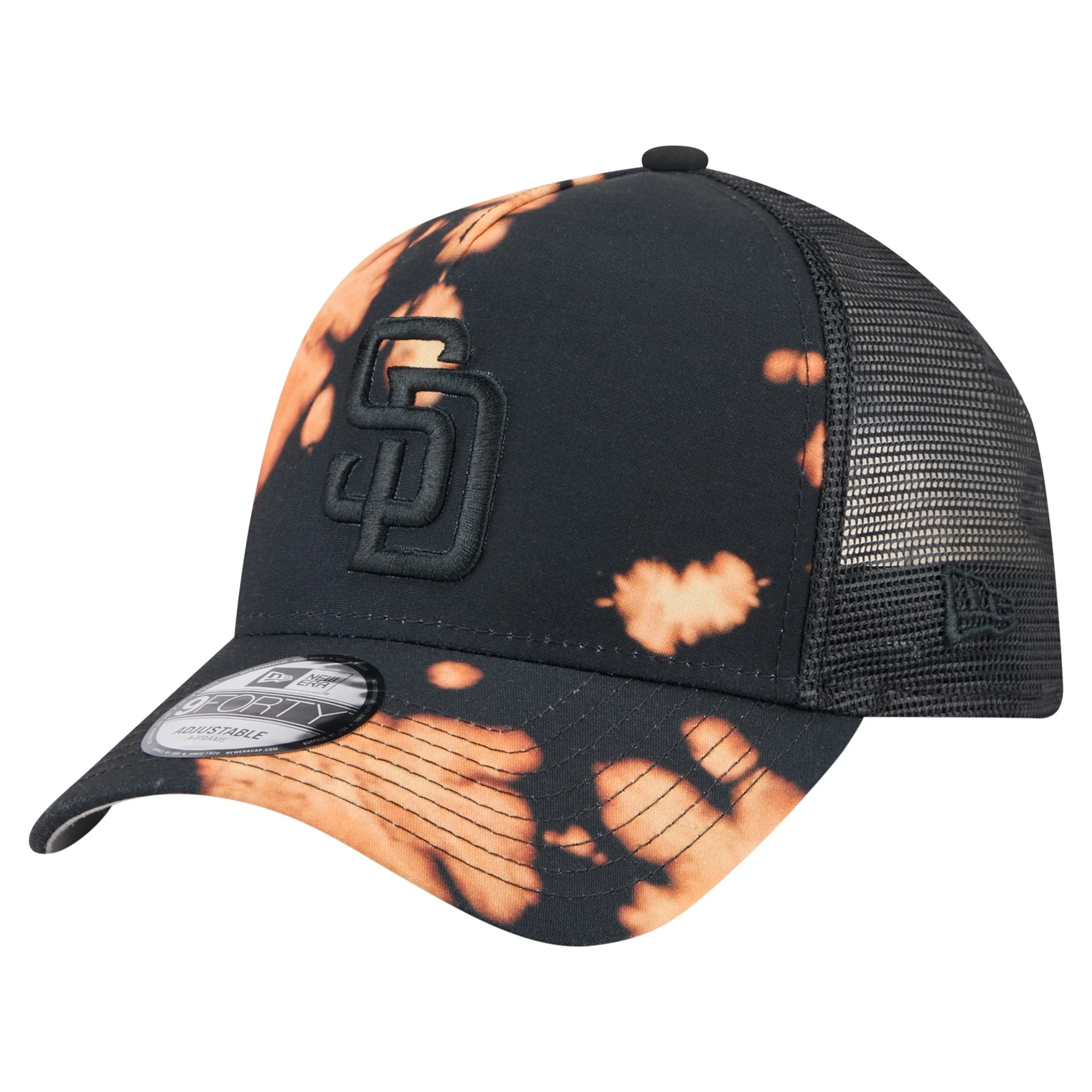 Men's-New Era  Black San Diego Padres Bleached A-Frame 9FORTY Adjustable Hat - Walmart.com | Walmart (US)