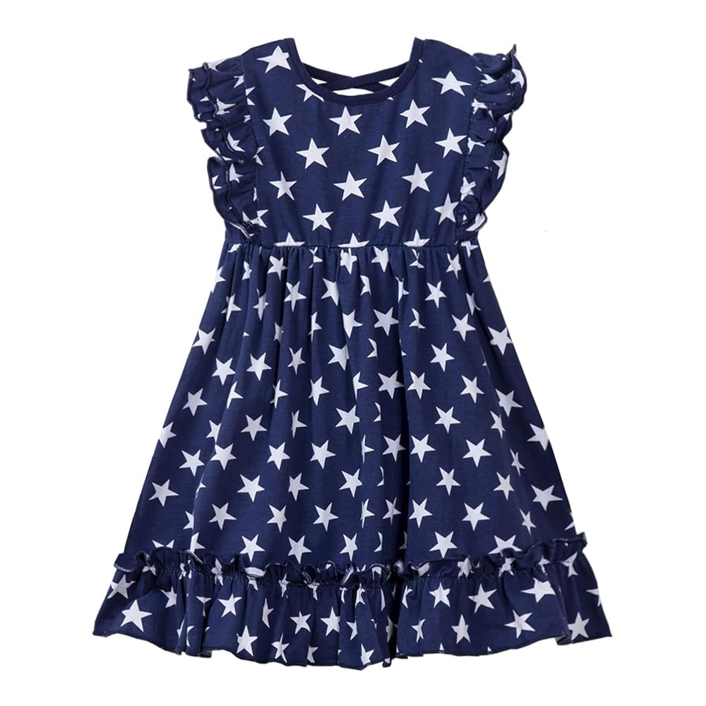 Mud Kingdom Girls Dress 4th of July Cute Independence Day American Flag Ruffle Sleeve Summer Holi... | Amazon (US)