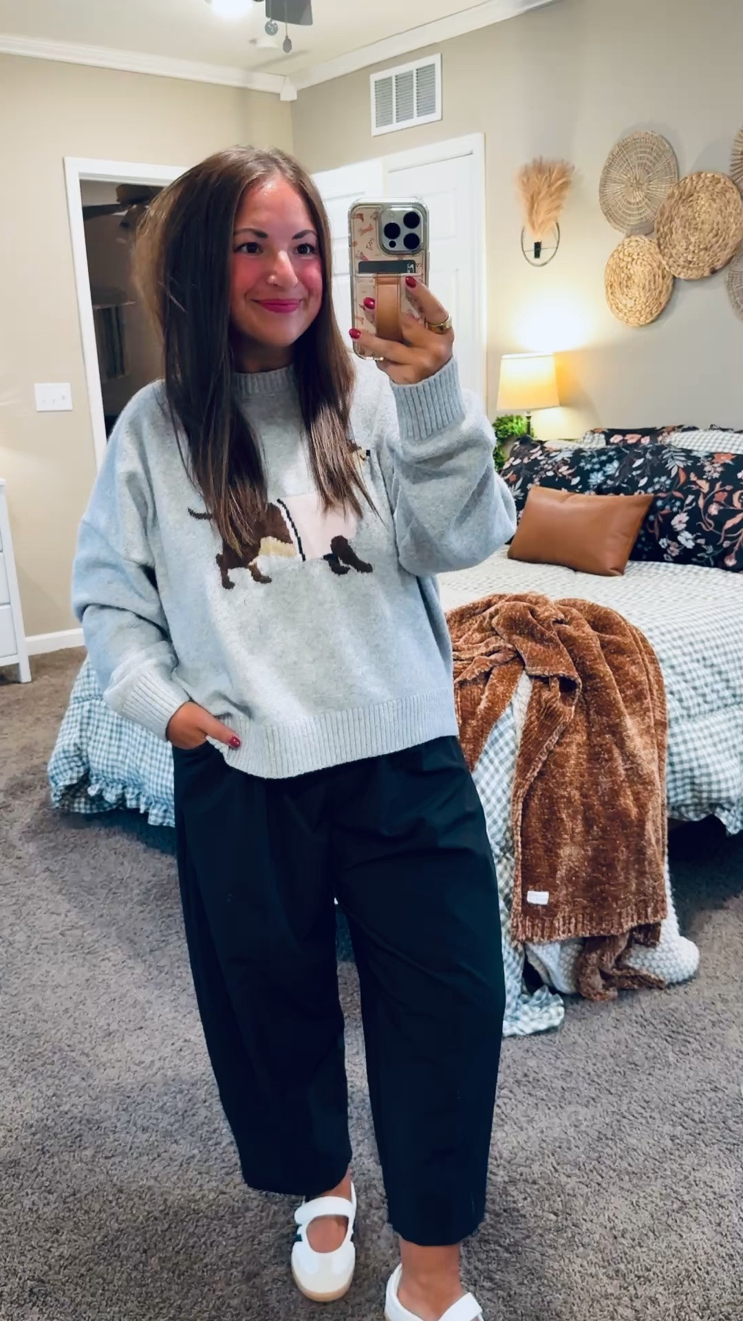 This little dachshund sweater from Walmart is too cute! 🐶 I paired it with black pants and Mary Janes for a comfy fall outfit that’s ready for the classroom. 🤍

sneakers: fit true to size // wearing a kids 3.5 (linking adult size as well)
pants: fit oversized // wearing a short large
sweater: fits true to size // wearing a large (cropped fit) 

 #LTKootd #LTKMidsize #LTKWorkwear