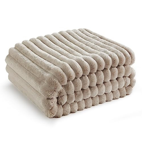 Bedsure Living Room Decor Home Linen Twin Blanket Gifts for Women Men, Soft Fluffy Fleece Cozy Fuzzy Plush Warm Bed Blanket Twin Size, Bedroom Spring Decor Beige Gifts for Her Him, 60x80 | Amazon (CA)