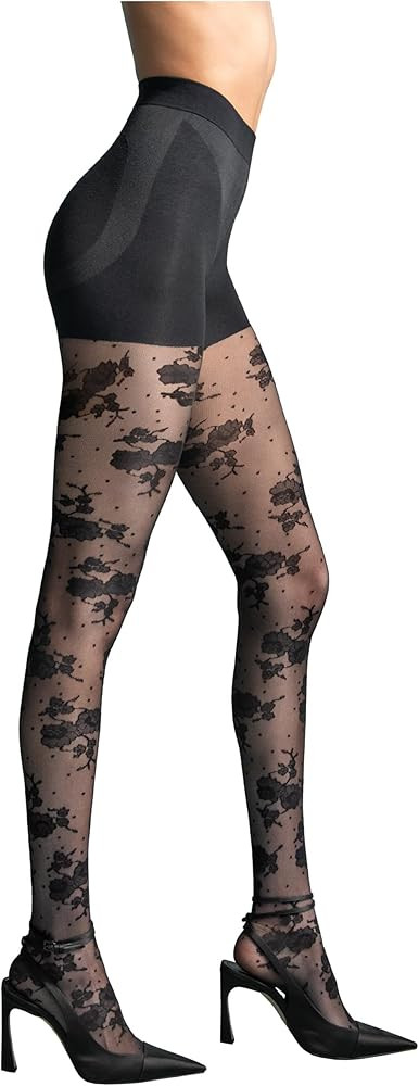 L'eggs Women's 360 Degree Contour Shaping Tights for Sculpted Style and Comfort, Black Floral Lac... | Amazon (US)