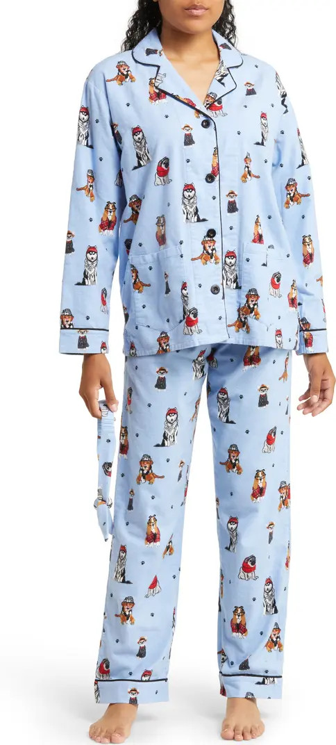 PJ Salvage Long Sleeve Cotton Flannel Pajamas & Headband Set | Nordstrom | Nordstrom
