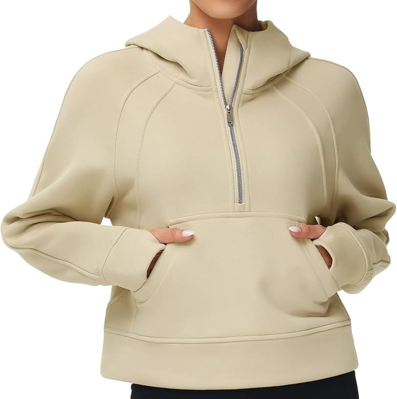 Tmustobe Women′s Half Zip Hoodies Long Sleeve Fleece Lined Pullover Sweatshirts Lounge Athletic... | Amazon (US)