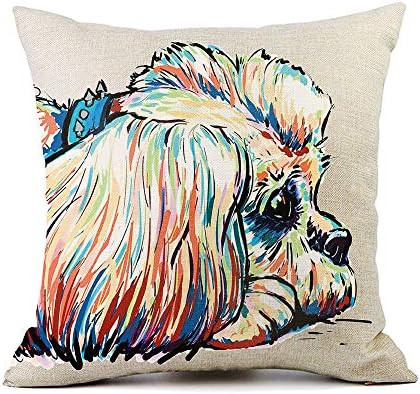 Redland Art Cute Pet Shih Tzu Dog Pattern Throw Pillow Covers Linen Cushion Cover Cases Pillowcases  | Amazon (US)