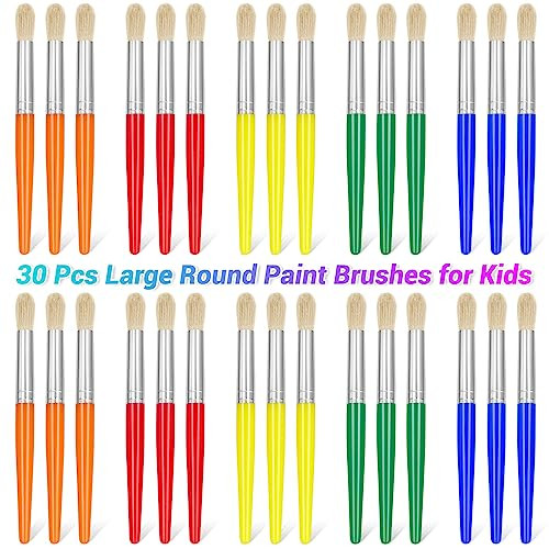 30Pcs Paint Brushes, Anezus Round Paint Brushes for Kids Classroom Toddlers Paint Brush Set for Touch Up Preschool Daycare Washable Acrylic Paint Pumpkin Painting | Amazon (US)