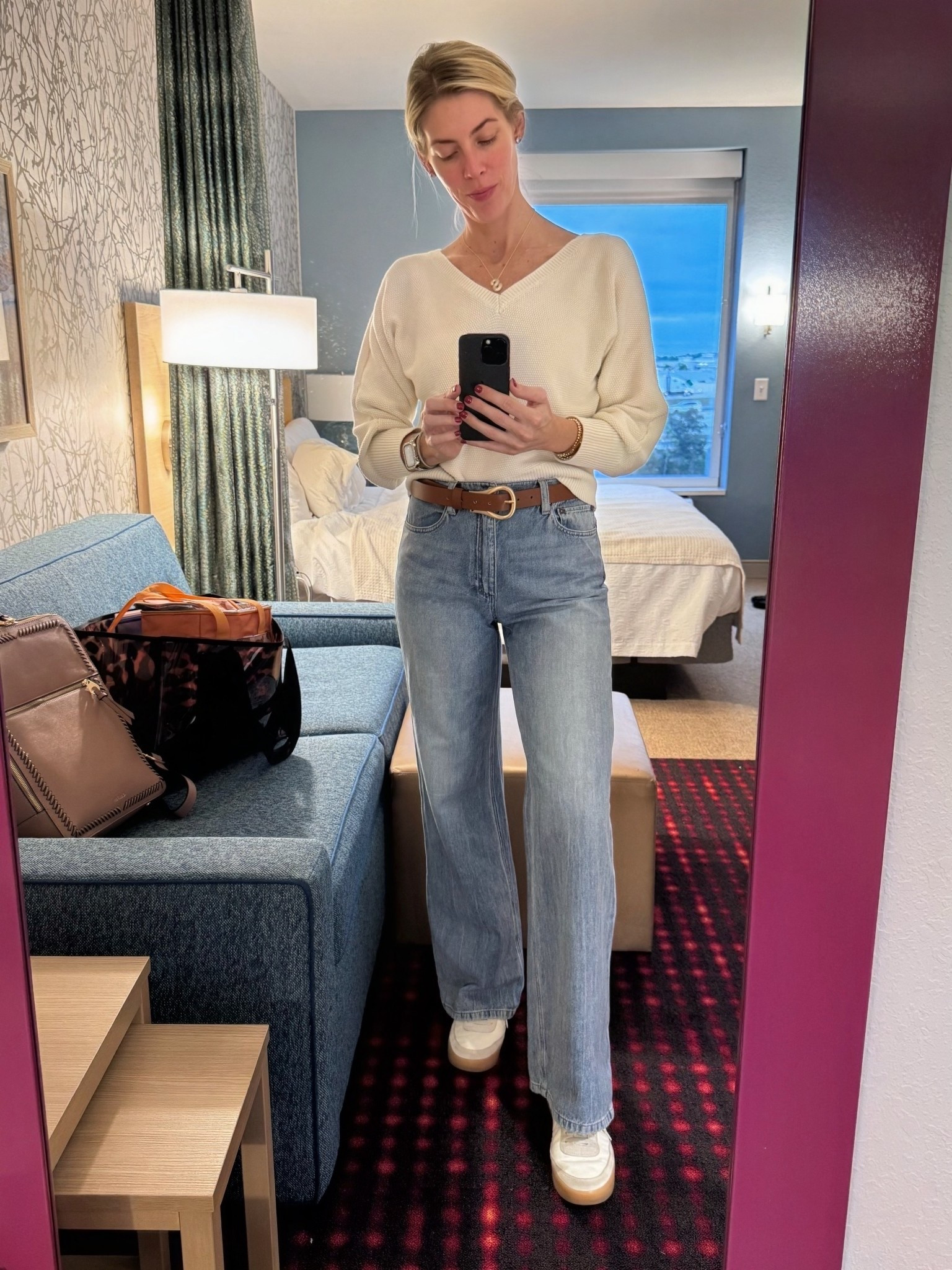 Best jeans from Alice and Olivia. Great for work. Decent for tall women. I am 6 ft tall. Wearing a size 29. Top Anthro and belt, shoes are Nordstrom.  

#LTKOver40 #LTKootd #LTKTall