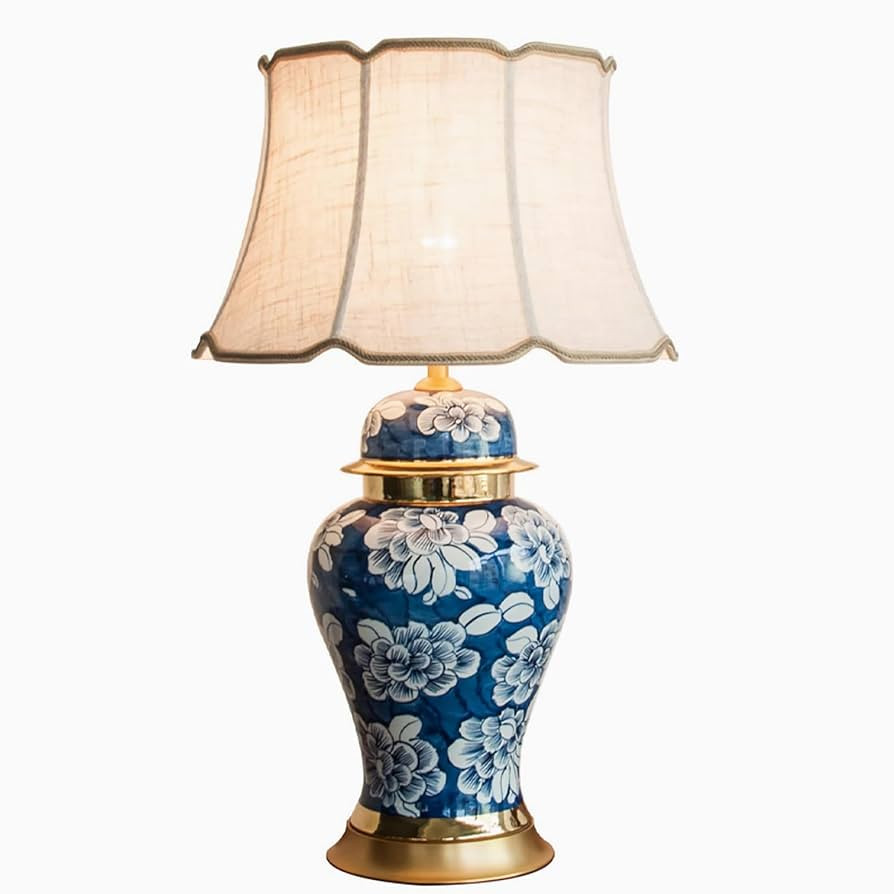 Ginger Jar Ceramic Table Lamp Chinoiserie LED Lamp ,25.5"Traditional Fabric Lampshade and Ceramic... | Amazon (US)