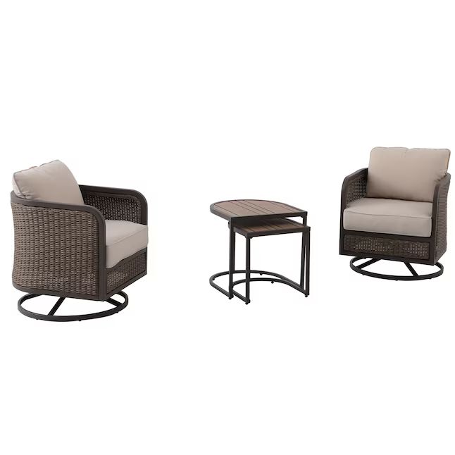 allen + roth Jordan Grove 4-Piece Wicker Patio Conversation Set with Tan Cushions | Lowe's