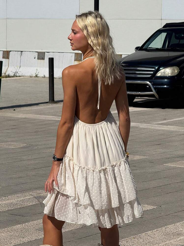 SHEIN ICON Women's Going Out Western Boho Babydoll Casual Sleeveless Halter Midi Dress For Vacati... | SHEIN