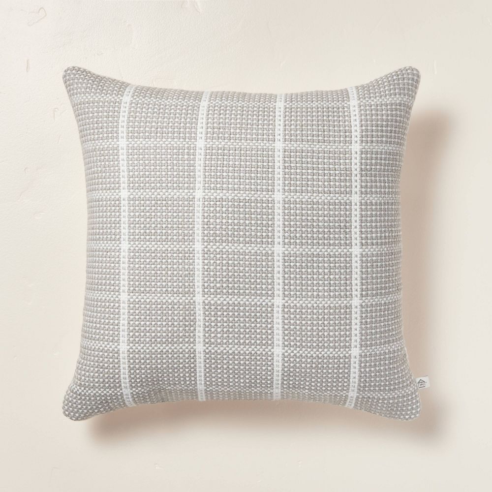 Textured Grid Lines Indoor/Outdoor Throw Pillow - Hearth & Hand™ with Magnolia | Target