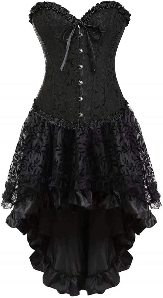Women Corset Dress Bustier Lingerie Corset Bodyshaper Top and Steampunk Dress with Skirt for Hall... | Amazon (US)