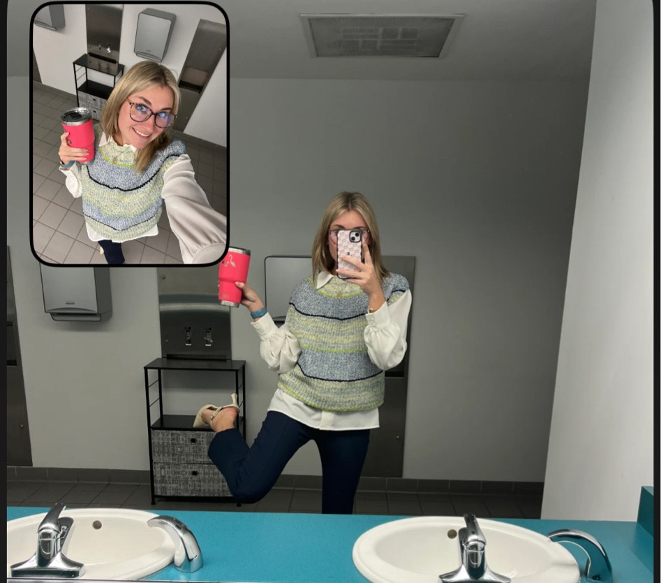 another day another work outfit -and the best blue light glasses for cheap! 

Top is vintage so I linked similar, vest is small Anthropologie, I linked similar, medium Tory pants but need a small, size 8 shoes 

#LTKshoecrush #LTKunder100 #LTKworkwear