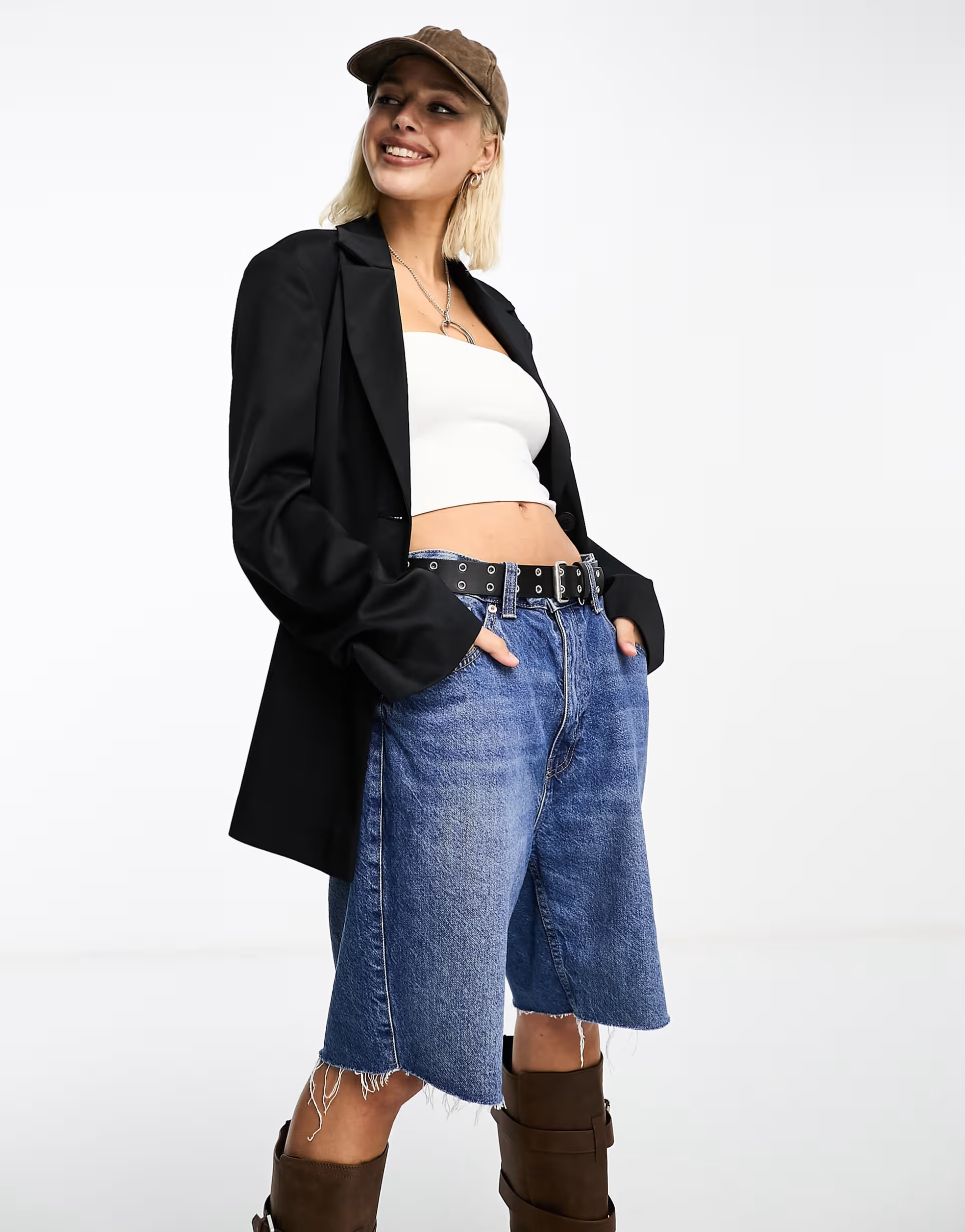 COLLUSION oversized woven blazer with pockets in black  | ASOS | ASOS (Global)