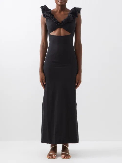 Maygel Coronel - Indica Ruffled Cutout Jersey Dress - Womens - Black | Matches (US)